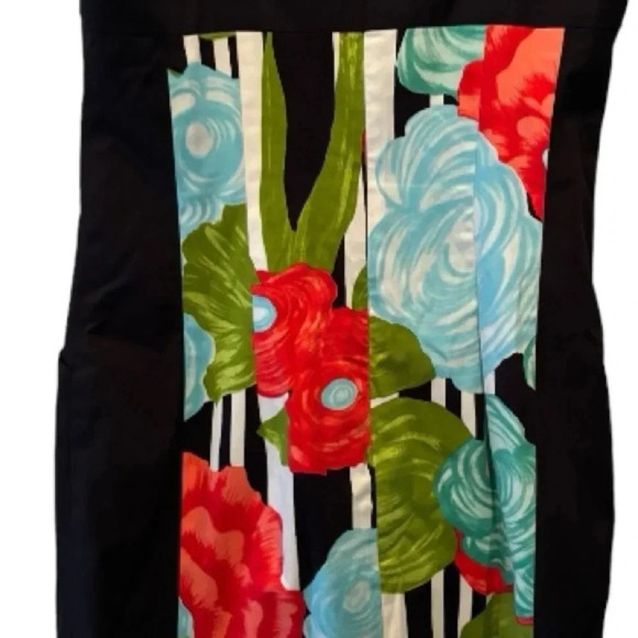 NANETTE LEPORE EUC WOMENS DRESS MINI SUMMER BLUE BLACK GREEN WEDDING WHITE SZ 2 - Picture 6 of 8